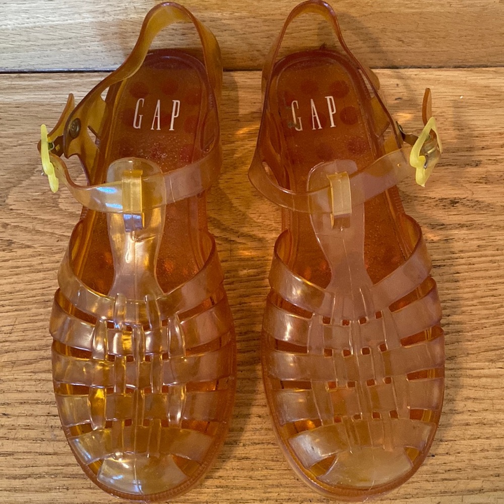 GAP Kids Amber Transparent Jelly Sandals with Yellow Buckles